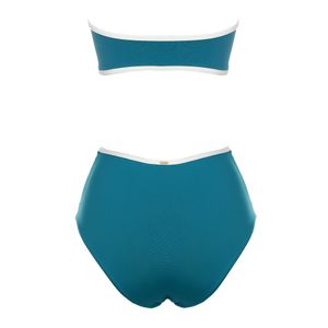 Bikini Recortes Azul e Branco
