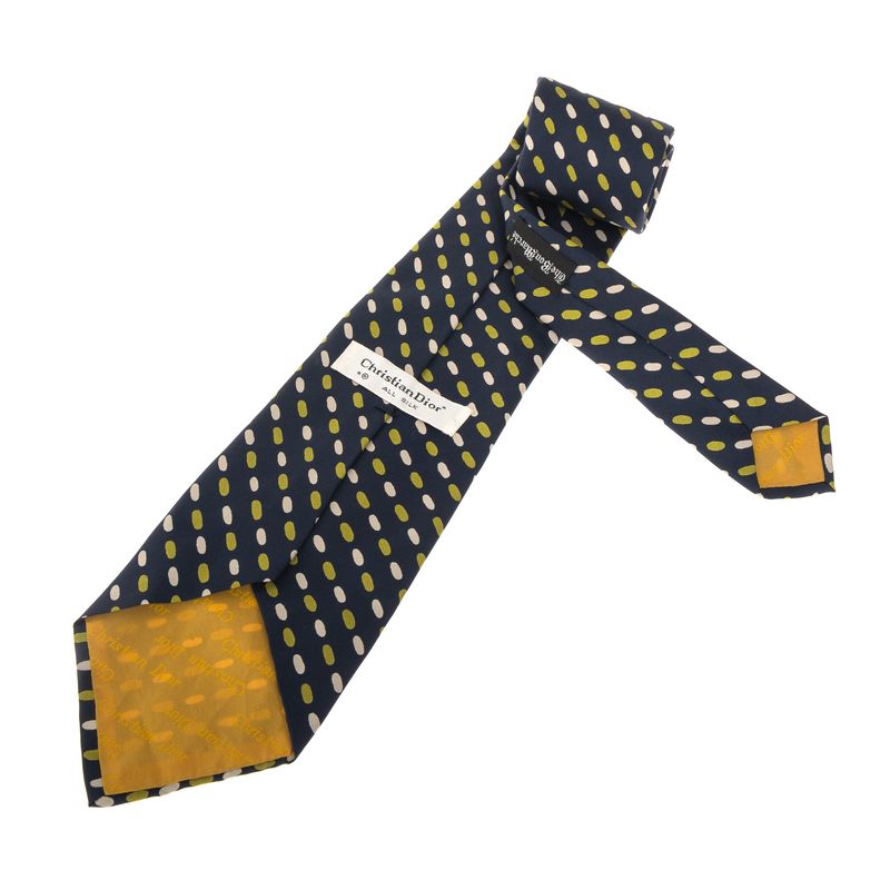 Gravata-Christian-Dior-Vintage-Seda-Estampada-Marinho