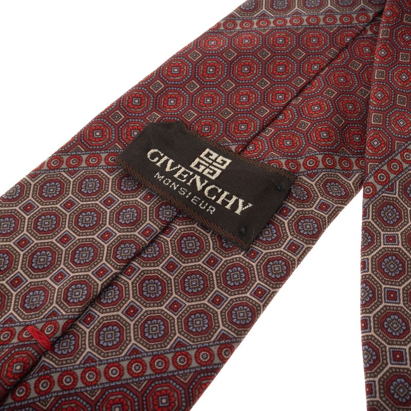 Gravata-Givenchy-Vintage-Seda-Estampada-Vermelha