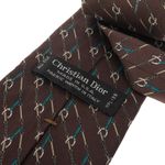 Gravata-Christian-Dior-Vintage-Seda-Estampada-Marrom