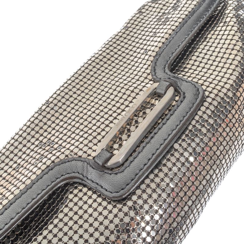 Bolsa-Jimmy-Choo-Malha-Metalica-Prateada