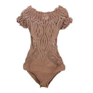 Body Helen Rodel Crochê Marrom