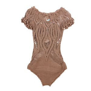 Body Helen Rodel Crochê Marrom