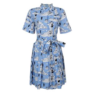 Vestido Prada Estampado Azul e Branco