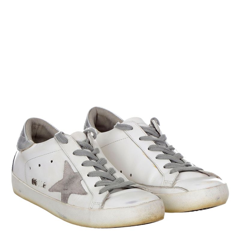 Tenis-Golden-Goose-Super-Star-Branco-e-Prateado