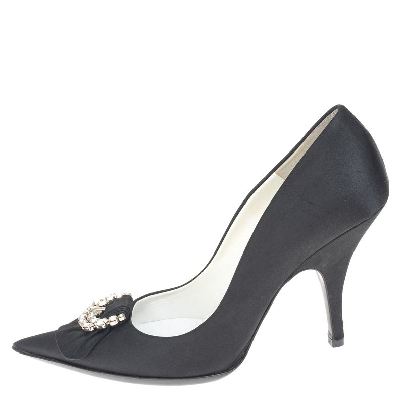 Scarpin-Bruno-Magli-Pedraria-Cetim-Preto