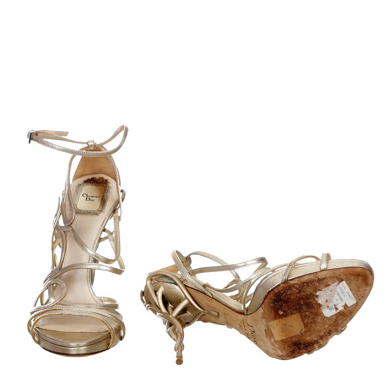 Sandalia-Christian-Dior-Couro-Dourada-