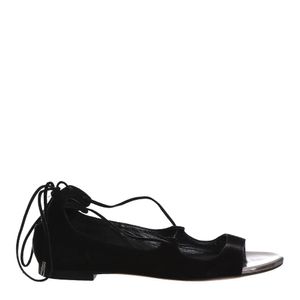 Sandália Rasteira Jimmy Choo Amarração Camurça Preta