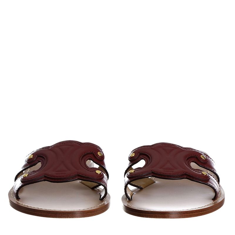 Sandalia-Rasteira-Celine-Triomphe-Couro-Bordo