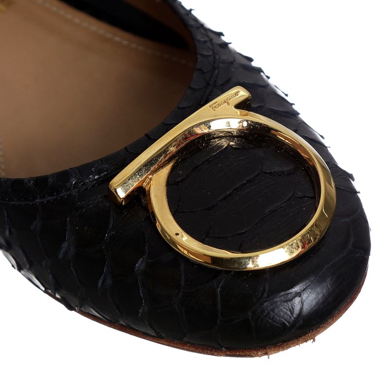 Sapatilha-Salvatore-Ferragamo-Gancini-Couro-Exotico-Preta