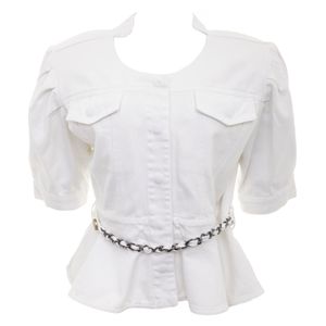 Blusa Andrea Bogosian com Cinto Jeans Branca