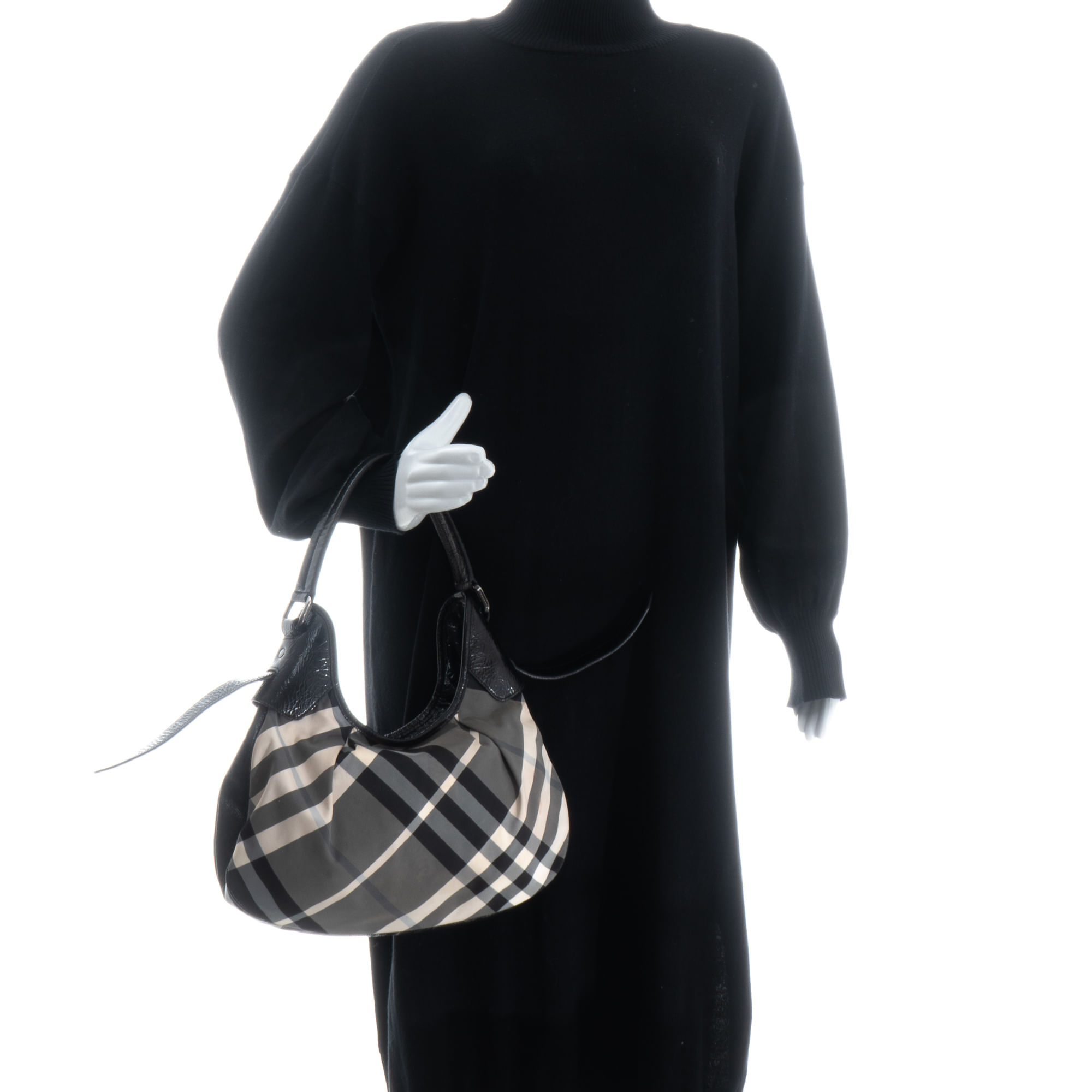 Bolsa Burberry Beat Check Brooklyn Preta | Brechó de luxo