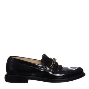 Mocassim Chanel Logo Couro Preto