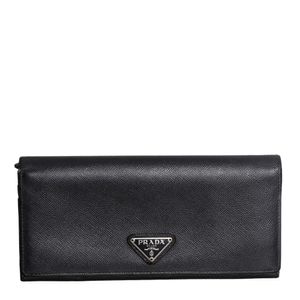 Carteira Prada Couro Saffiano Preto
