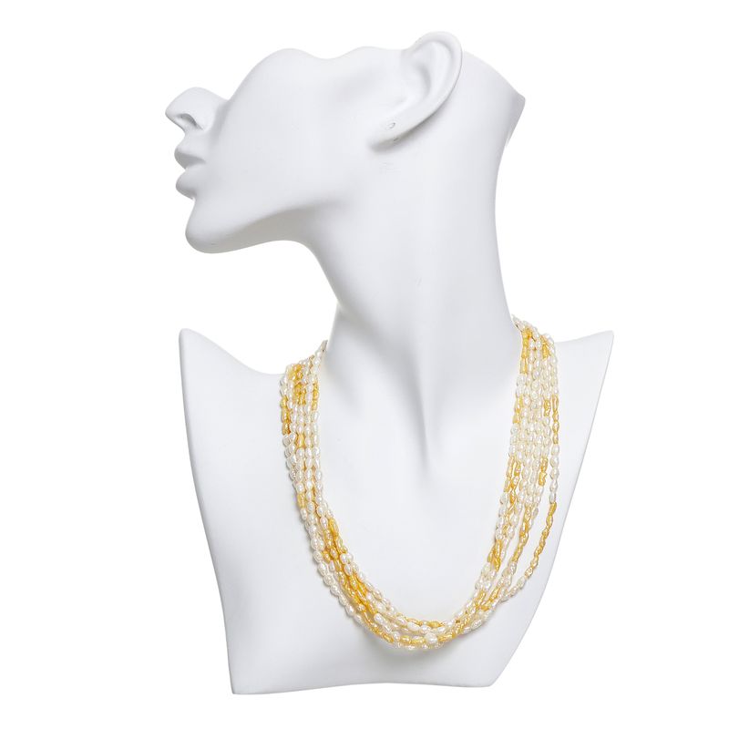 Colar-H.-Stern-Vintage-6-Fios-Perolas-Brancas-e-Laranjas