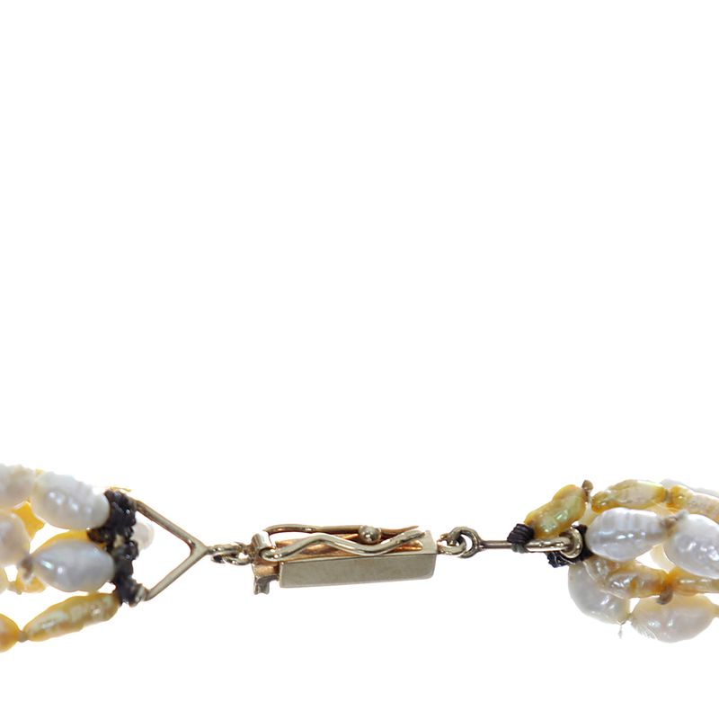 Colar-H.-Stern-Vintage-6-Fios-Perolas-Brancas-e-Laranjas