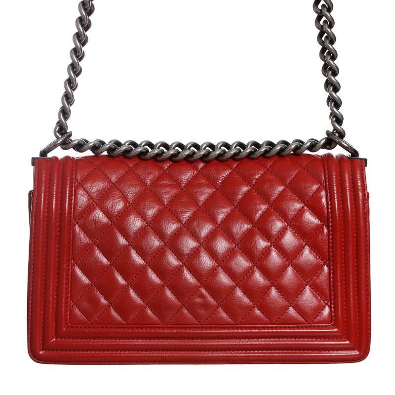 Bolsa-Chanel-Boy-Couro-Antigo-Vermelho-