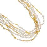 Colar-H.-Stern-Vintage-6-Fios-Perolas-Brancas-e-Laranjas