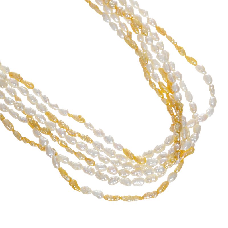 Colar-H.-Stern-Vintage-6-Fios-Perolas-Brancas-e-Laranjas