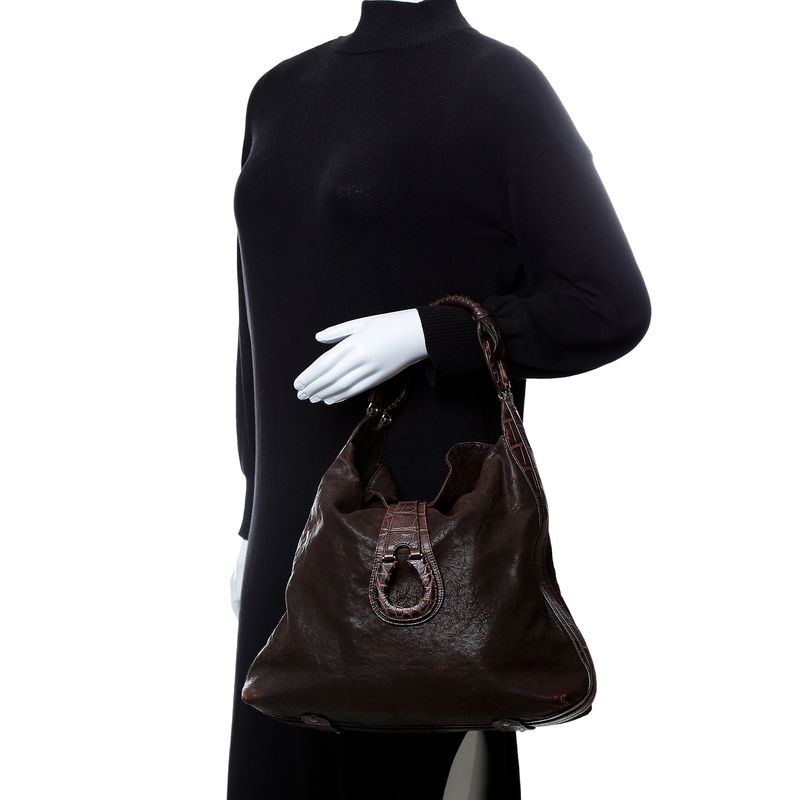 Bolsa-Giorgio-Armani-Couro-Exotico-Marrom