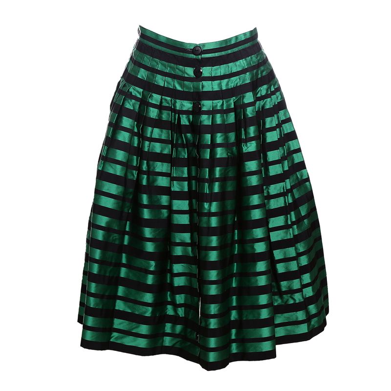 Saia-Valentino-Garavani-Vintage-Drapeada-Verde-e-Preto