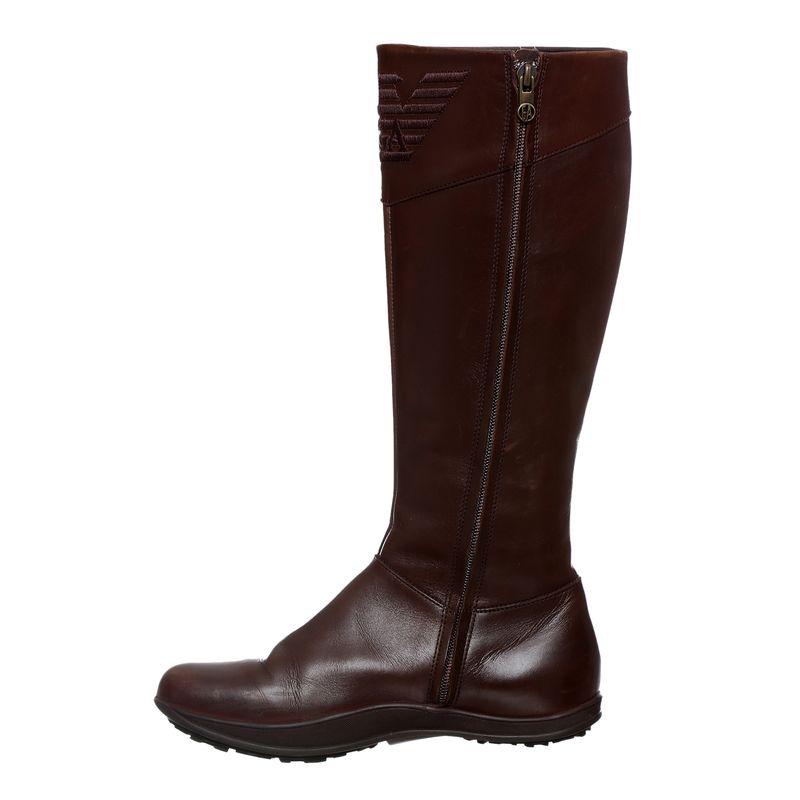 Bota-Emporio-Armani-Cano-Longo-Couro-Marrom