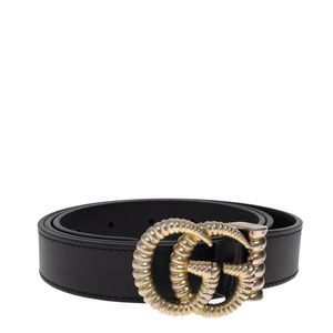 Cinto Gucci Fino GG Couro Preto