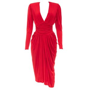 Vestido Amissima Midi Drapeado Malha Vermelho