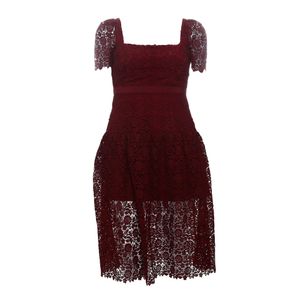 Vestido Self Portrait Midi Renda Vinho