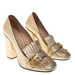 Sapato-Gucci-Mocassim-Salto-Franjas-Dourado