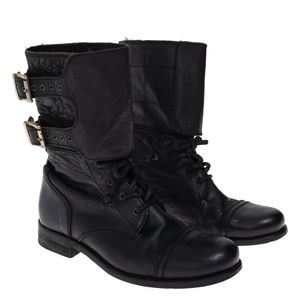 Bota AllSaints Cano Médio Amarração Preta