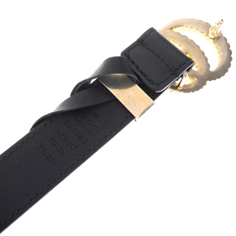 Cinto-Gucci-Fino-GG-Couro-Preto-
