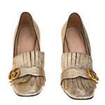 Sapato-Gucci-Mocassim-Salto-Franjas-Dourado
