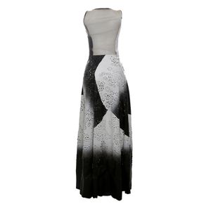 Vestido Patricia Motta Couro Floral Preto e Branco
