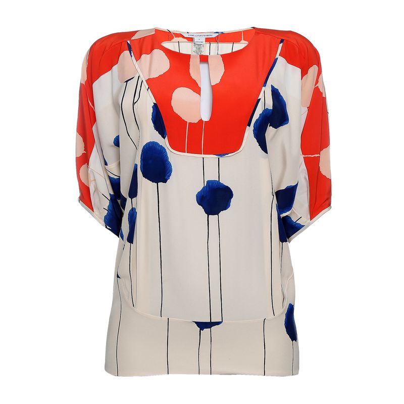 Blusa-Diane-Von-Furstenberg-Branco-Azul-e-Coral