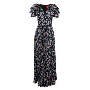 Vestido Monique Lhuillier Estampa Floral Marinho