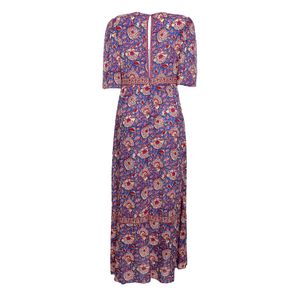 Vestido Ba&Sh Fluido Estampado Azul e Vermelho