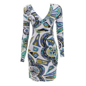 Vestido Emilio Pucci Manga Longa Estampa Azul e Verde