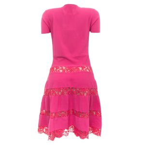 Vestido Valentino Garavani Malha e Renda Rosa
