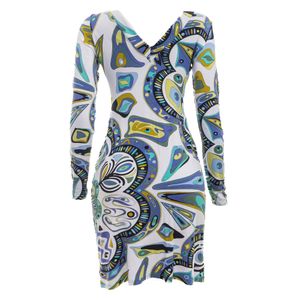 Vestido Emilio Pucci Manga Longa Estampa Azul e Verde