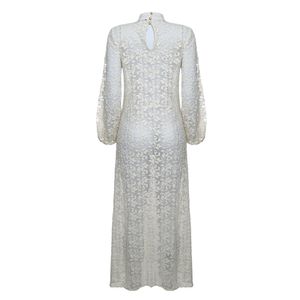 Vestido Mixed Longo Transparente Branco