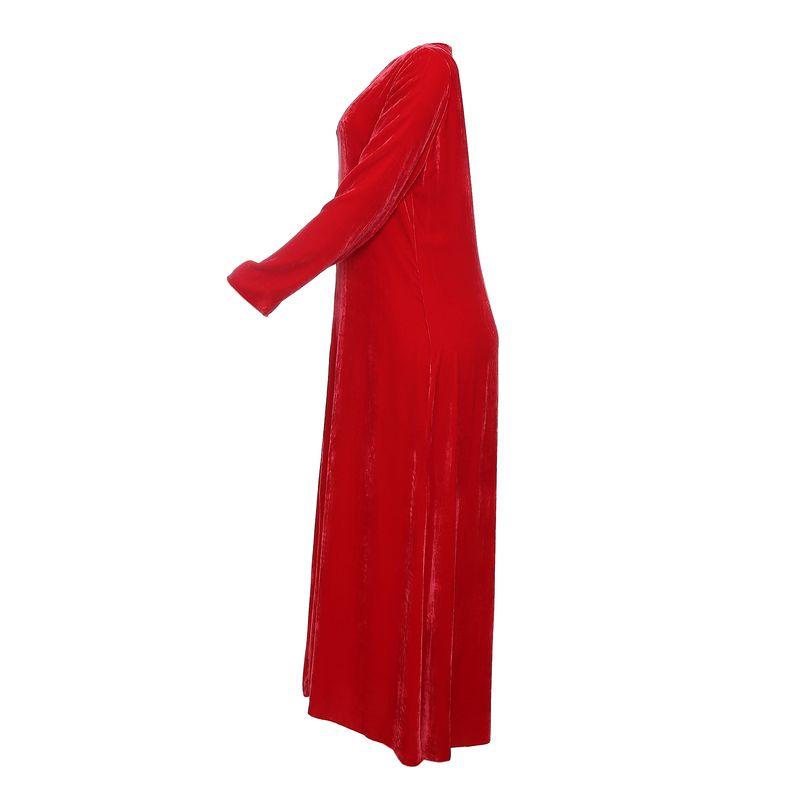 Vestido-Longo-com-Mangas-Veludo-Vermelho