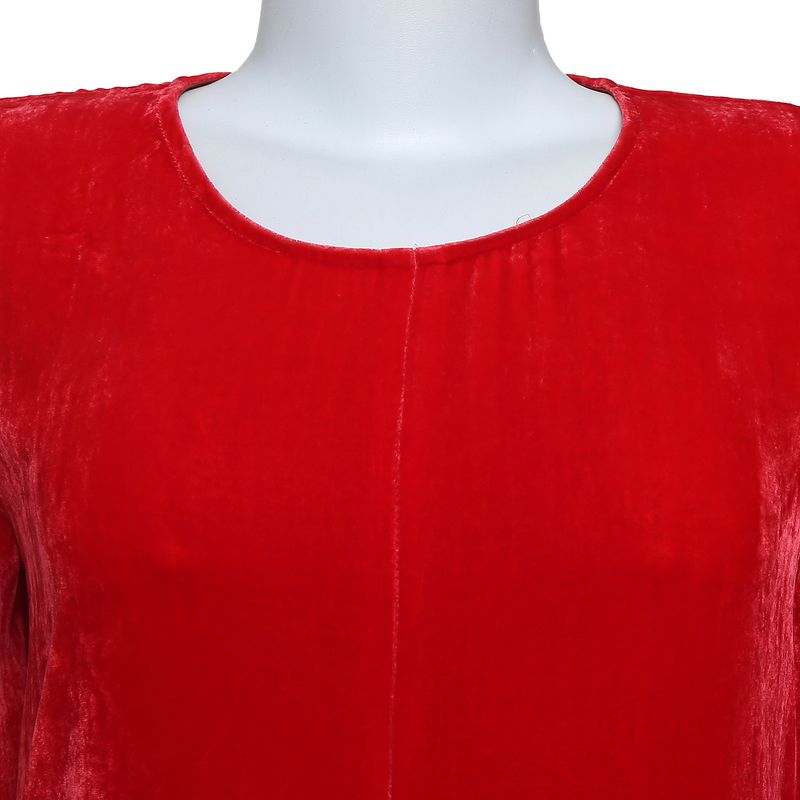 Vestido-Longo-com-Mangas-Veludo-Vermelho
