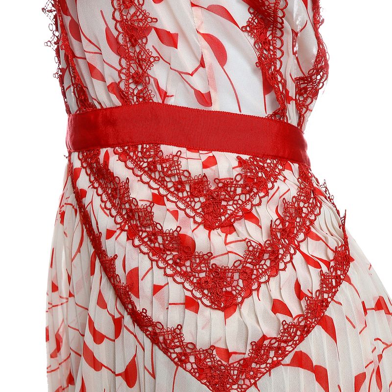Vestido-Self-Portrait-Renda-e-Plissado-Bicolor-