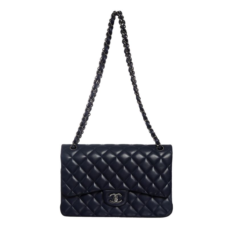 Bolsa-Chanel-Classic-Double-Flap-Jumbo-Lambskin-Marinho