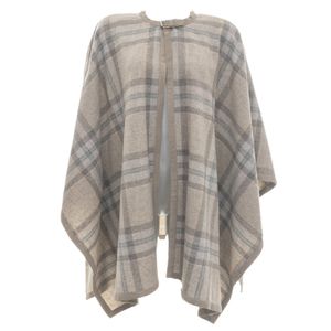 Poncho Lauren Ralph Lauren Lã Xadrez Cinza