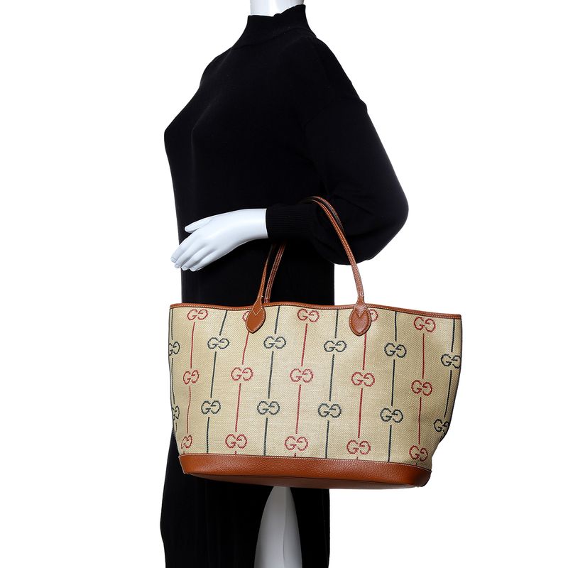 Bolsa-Gucci-Tote-Rafia-Colorida-