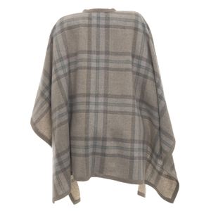 Poncho Lauren Ralph Lauren Lã Xadrez Cinza