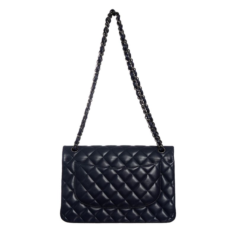Bolsa-Chanel-Classic-Double-Flap-Jumbo-Lambskin-Marinho