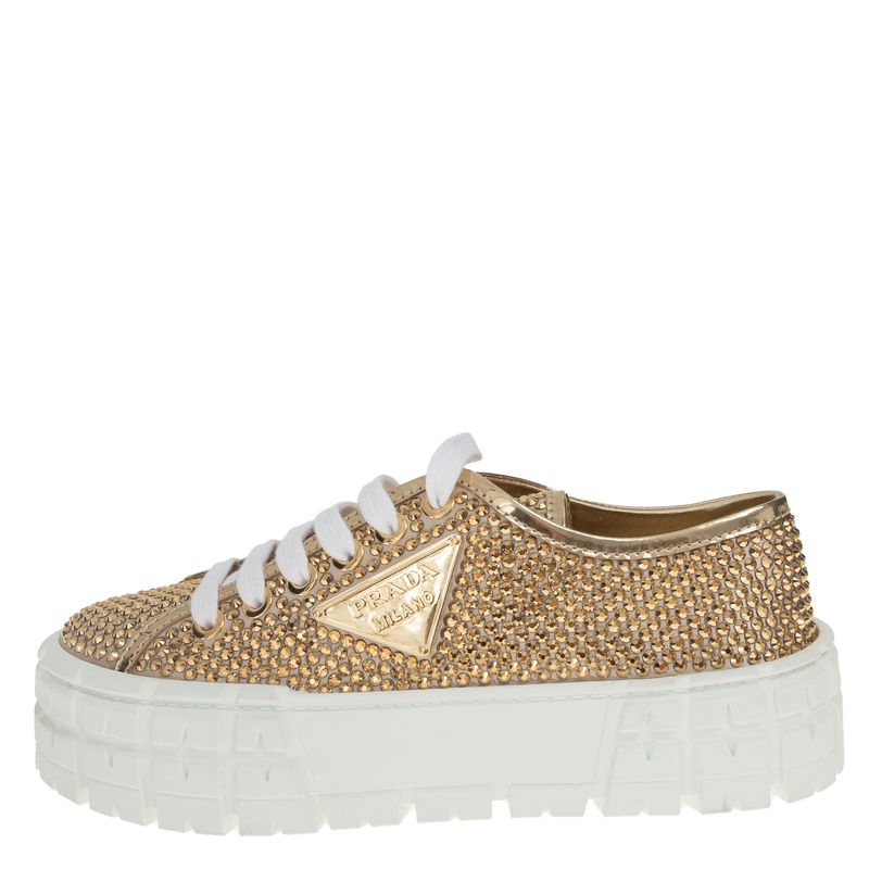 Tenis-Prada-Cristais-Dourado